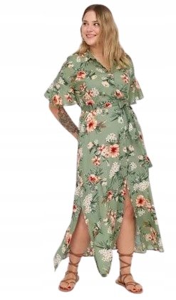 Trendyol TRENDYOL PLUS SIZE KOPERTOWA SUKIENKA Z KWIATOWYM PRINTEM NA LATO 44 5BA