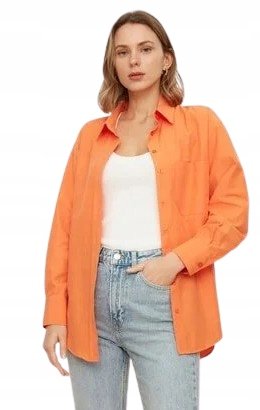 Trendyol TRENDYOL POMARAŃCZOWA KLASYCZNA KOSZULA Z GUZIKAMI 36 5_A