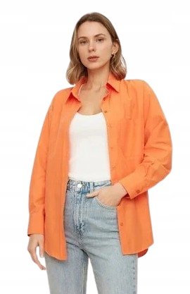 Trendyol TRENDYOL POMARAŃCZOWA KLASYCZNA KOSZULA Z KOŁNIERZYKIEM 34 5AA