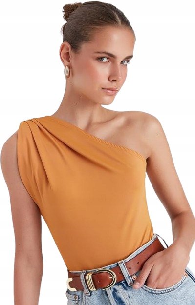 Trendyol TRENDYOL POMARAŃCZOWY TOP ASYMETRYCZNY Z MARSZCZENIAMI 38 5AA