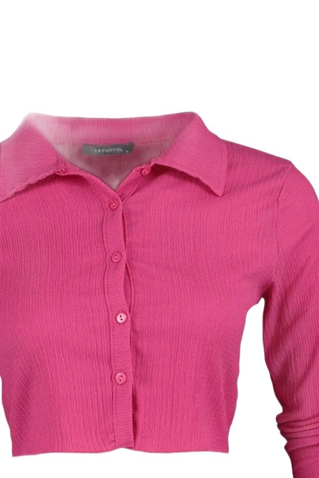 Trendyol TRENDYOL RÓŻOWA BLUZKA DAMSKA Z GUZIKAMI I KOŁNIERZYKIEM L 5EA*