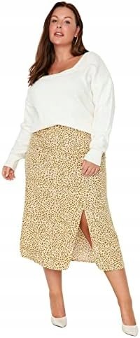 Trendyol TRENDYOL SPÓDNICA MIDI W CĘTKI Z ROZCIĘCIEM PLUS SIZE 44 J5B