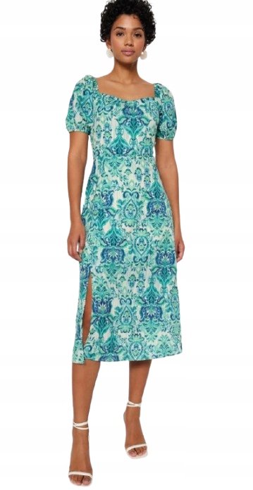 Trendyol TRENDYOL SUKIENKA MIDI WZORZYSTA Z BUFKAMI 42 5BA