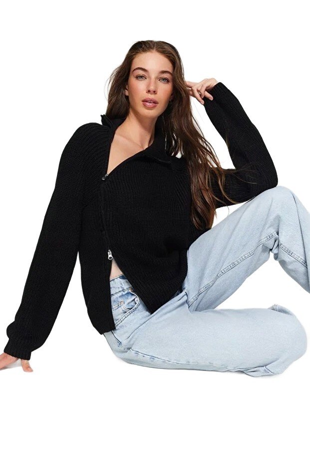 Inny producent TRENDYOL SWETER DAMSKI BEŻOWY AŻUROWY Z DŁUGIM RĘKAWEM M 5EA*