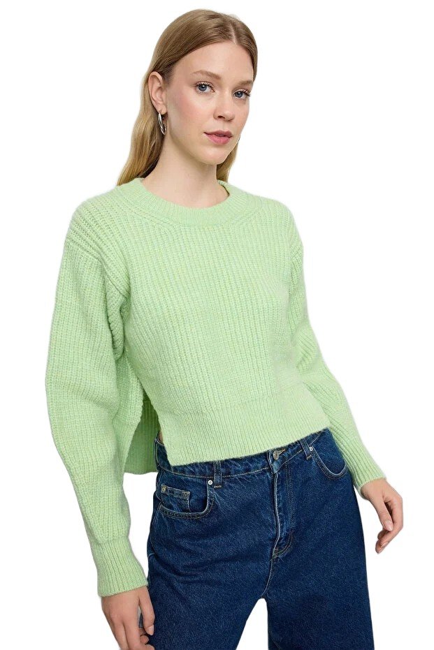 Inny producent TRENDYOL SWETER DAMSKI Z PRĄŻKOWANEJ DZIANINY Z ROZCIĘCIAMI S 5EA*