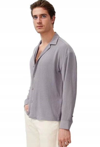 Trendyol TRENDYOL SZARA KOSZULA CASUAL Z KOŁNIERZYKIEM I GUZIKAMI XL 5AA