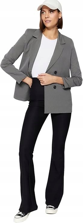 Trendyol TRENDYOL SZARA MARYNARKA JEDNORZĘDOWA Z KLASYCZNYM KOŁNIERZEM 40 5AA