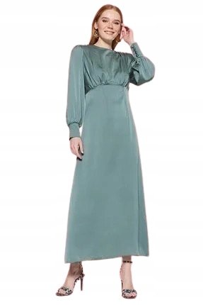 Trendyol TRENDYOL ZIELONA SUKIENKA MIDI Z MARSZCZENIAMI I GUZIKAMI 42 5BA