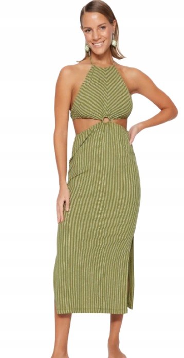 Trendyol TRENDYOL ZIELONA SUKIENKA MIDI Z WYCIĘCIAMI NA PLECACH 38 5BA