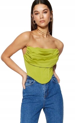 Trendyol TRENDYOL ZIELONY DAMSKI TOP TUBA Z MARSZCZENIAMI 36 5BA