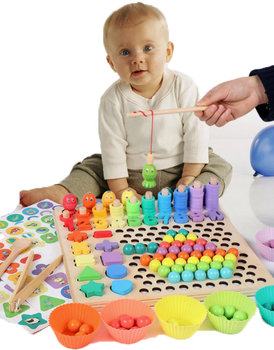 Trening MÓZGU Montessori Puzzle RYBKI KULKI - LEOPARD