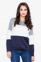 trójkolorowa BLUZA damska PIKOWANA niebieska XL FIGL