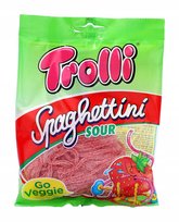 Trolli, żelki owocowe Spaghettini, kwaśna truskawka, 100g Trolli