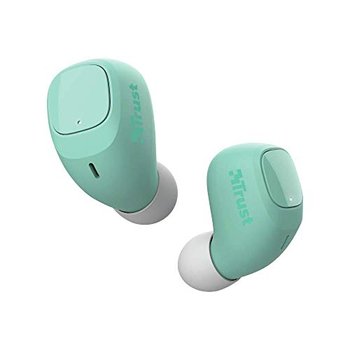 Trust Mobile Nika Compact Bezprzewodowe słuchawki Bluetooth (prawdziwie bezprzewodowe, wbudowany mikrofon, do 18 godzin odtwarzania), turkusowe - Trust