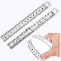 TRWAŁA METALOWA LINIJKA 15 cm STALOWY PRZYMIAR DO SZKOŁY GEOMETRIA WARSZTAT