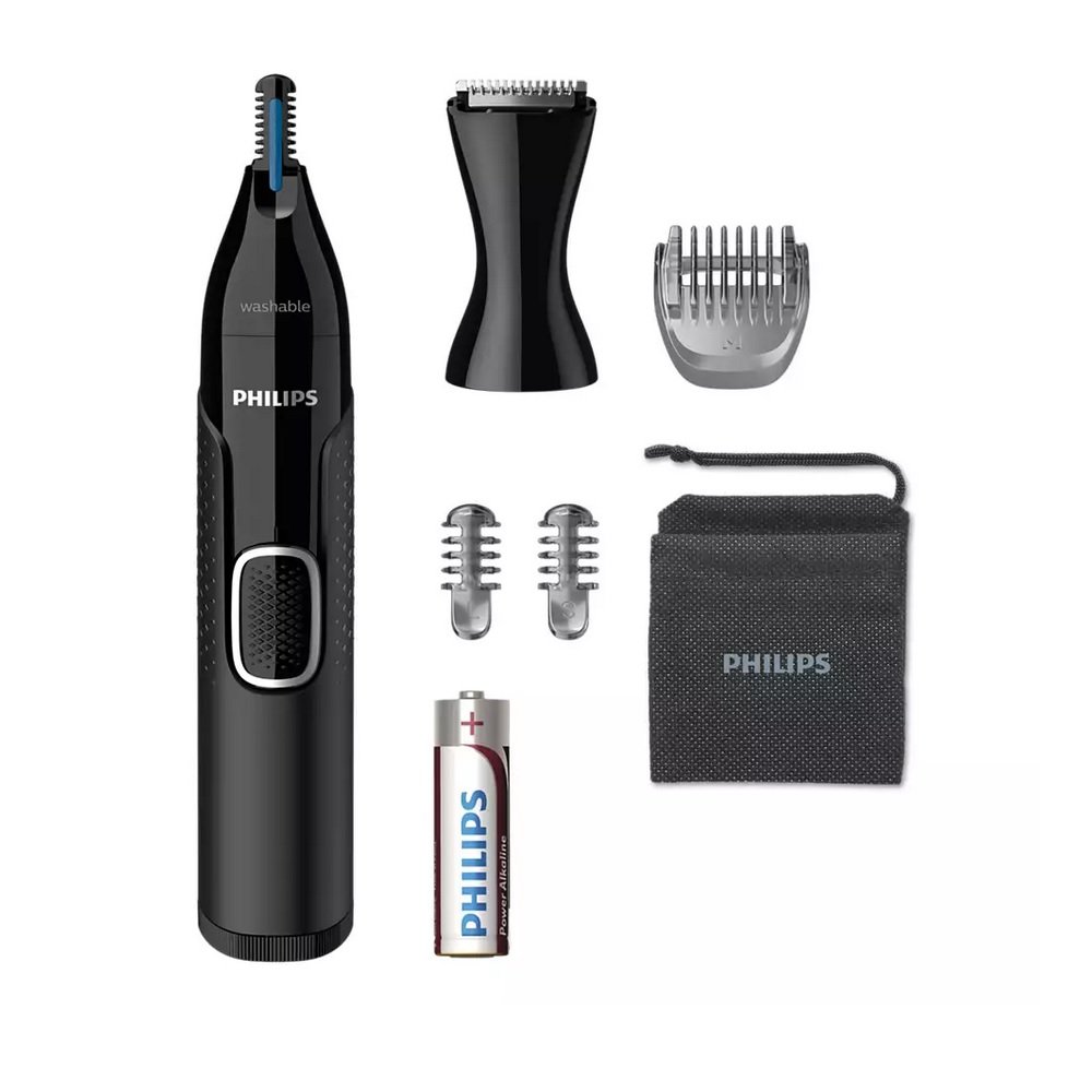 Trymer wielofunkcyjny PHILIPS NT5650 - z etui do nosa uszu brwi zarostu precyzyjny dwustronne ostrze nasadki męski pielęgnacja twarzy