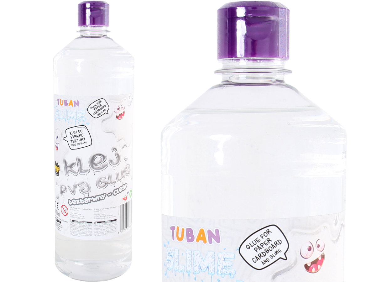 TUBAN Bezbarwny KLEJ PVA 1L DO PAPIERU TEKTURY DO SLIME Glue