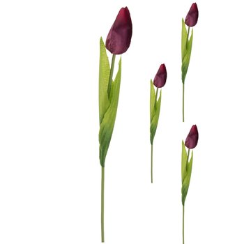 Tulipan Purpurowy Sztuczna Gałązka Ozdobna 3 szt - Siima