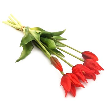 Tulipany silikonowe jak żywe czerwone bukiet 5 sztuk gumowe 40 cm - Inny producent