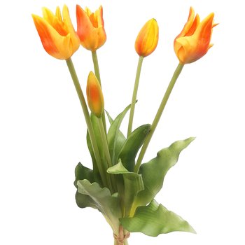 Tulipany silikonowe jak żywe pomarańczowe bukiet 5 sztuk gumowe 40 cm - Inny producent