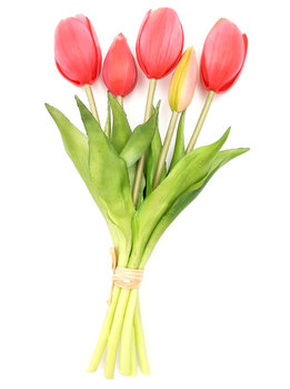 Tulipany silikonowe jak żywe różowe ciemne bukiet 5 sztuk gumowe 25 cm - Inny producent