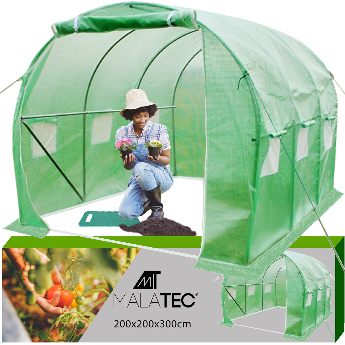 Tunel Foliowy 6m2 Ogrodowy Szklarnia 3x2x2m Foliak MALATEC