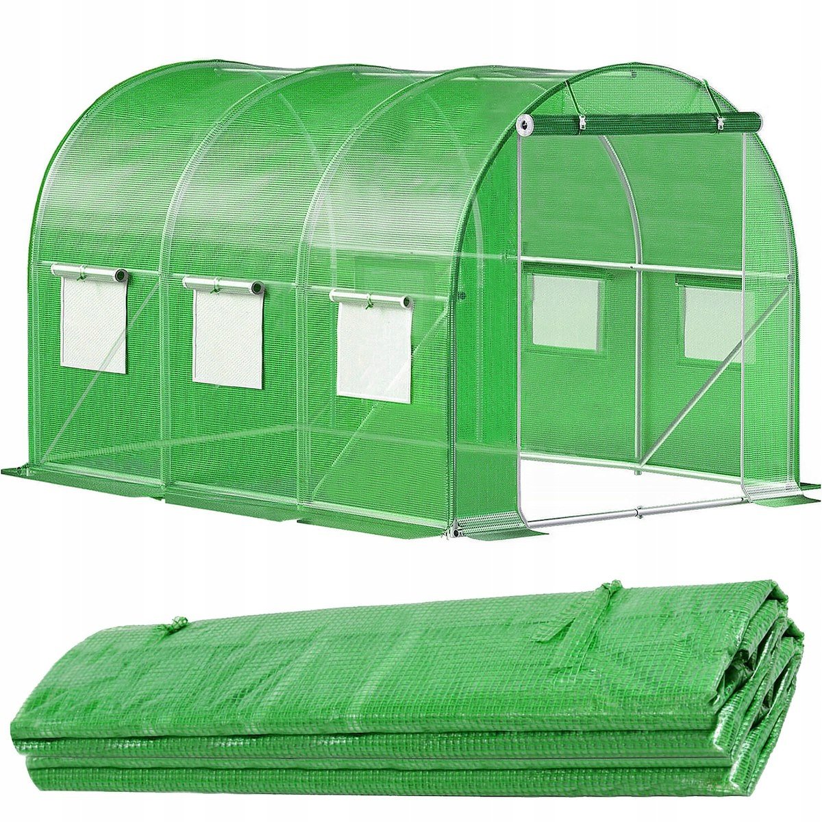 HWF Grote hoge tunnelkas met zwaar stalen frame, 2 m/3 m/4 m/5 m/6 m lange polytunnelkas, winter buiten tuinplant tomaat kweekhuis warm huis (maat: 600 x 200 x 200 cm