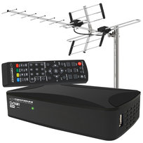 Tuner Cyfrowy Esperanza Ev108R Dvb-T/T2 H.265/Hevc + Antena Kierunkowa Vhf/Uhf Mux8 Atd31S Esperanza