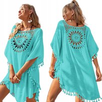Tunika Plażowa Pareo Plażowe Letnia Sukienka Damska Zwiewna Narzutka Boho