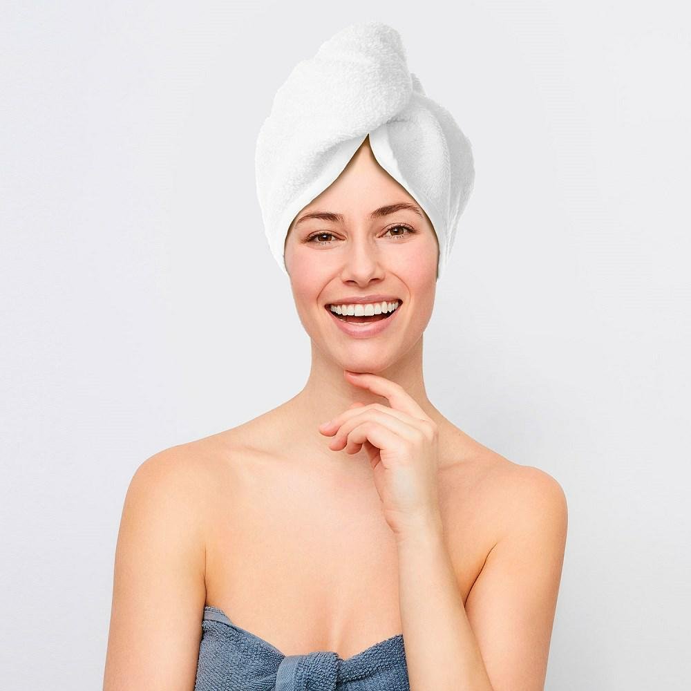 Zdjęcia - Ręcznik Turban kąpielowy 65x23 biały frotte new  do włosów na głowę