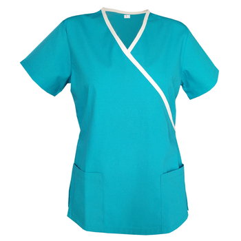 Turkusowa bluza medyczna z lamówką białą 48 - M&C