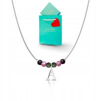 Turmalin arbuzowy naszyjnik srebrny z literka srebro 925 kamienie naturalne