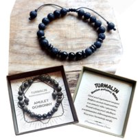 TURMALIN Bransoletka MĘSKA AMULET Ochronny Lawa Kamienie Reg.Obwód/GiovanniDivine Inna marka