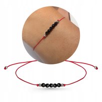 Turmalin bransoletka na sznurku na szczęście srebro 925 pudełko