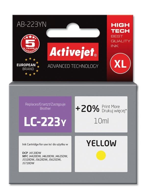 Tusz ACTIVEJET AB-223YN Supreme, żółty, 10 ml, LC-223Y
