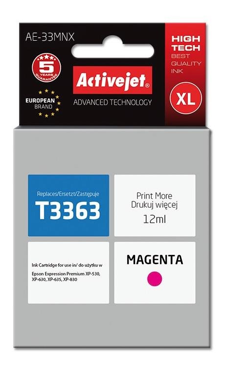 Tusz ACTIVEJET AE-33MNX Supreme, purpurowy, 12 ml, 33XL T3363