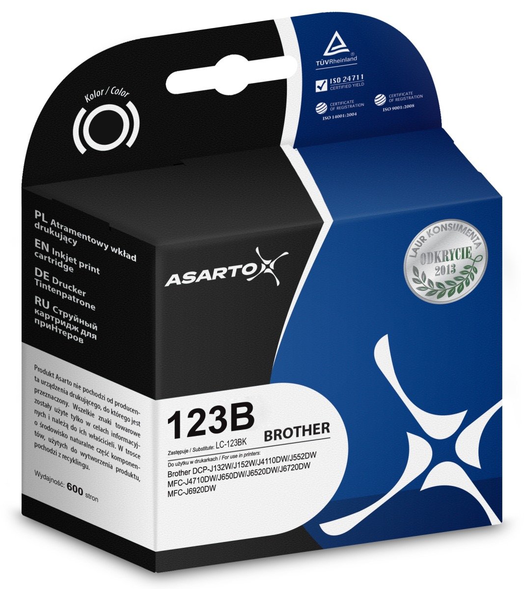 Tusz ASARTO AS-B123BK, czarny, 600 str., LC123BK