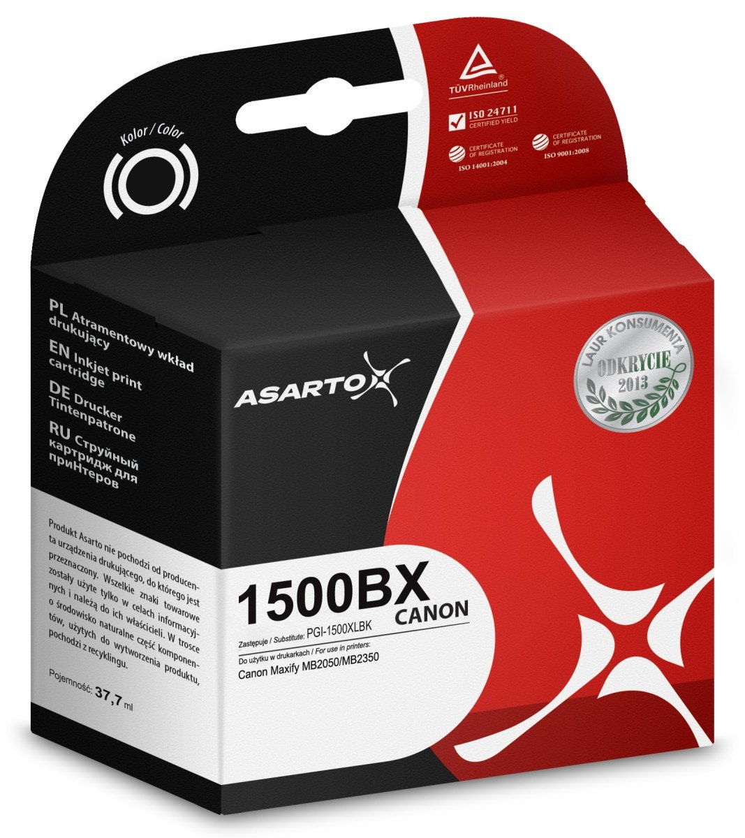 Tusz ASARTO AS-C1500BXN, czarny, 1200 str., PGI1500XLBK