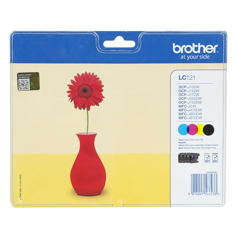 Tusz BROTHER LC121VALBP, błękitny/czarny/purpurowy/żółty, LC-121VALBP