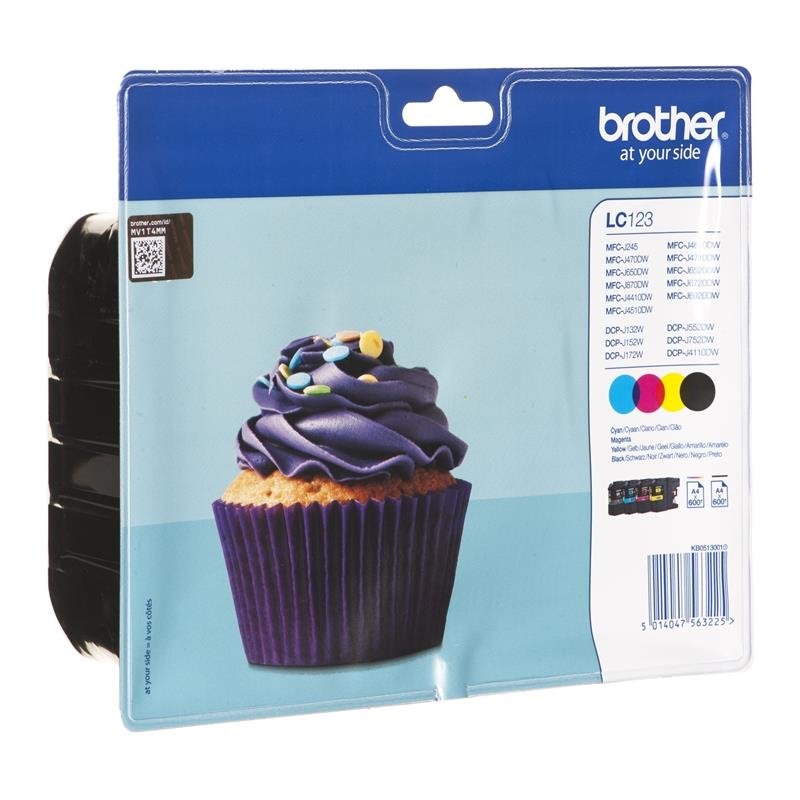 Tusz BROTHER LC123VALBP, błękitny/czarny/purpurowy/żółty, LC-123VALBP