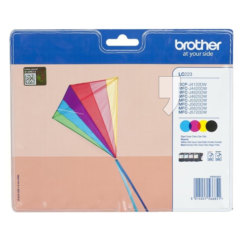 Tusz BROTHER LC223VALBP, błękitny/czarny/purpurowy/żółty, LC-223VALBP