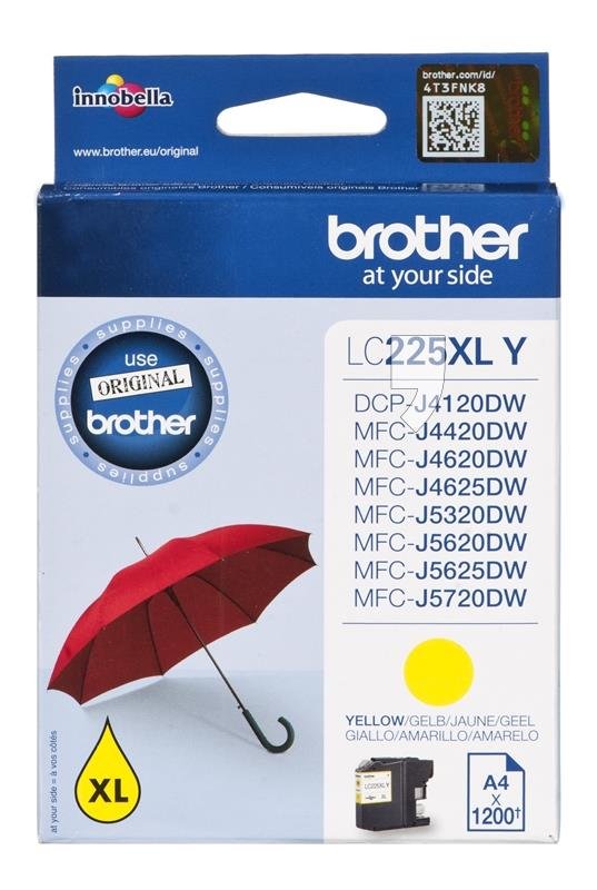 Tusz BROTHER LC225XLY, żółty, LC-225XLY