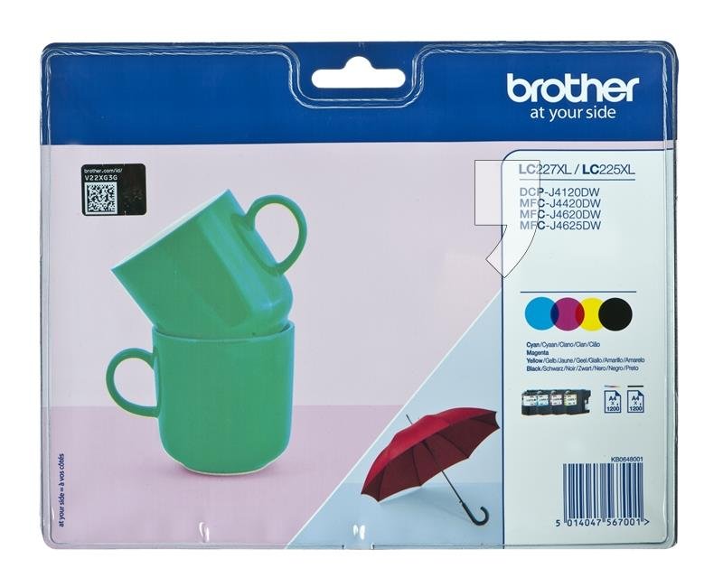 Tusz BROTHER LC227XLVALBP, błękitny/czarny/purpurowy/żółty, LC-227XLVALBP