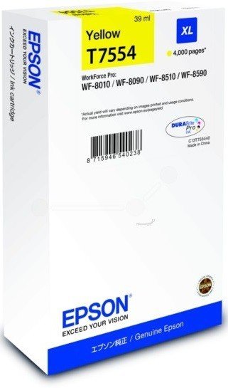 Tusz EPSON DURABrite Pro XL C13T755440, żółty, 39 ml