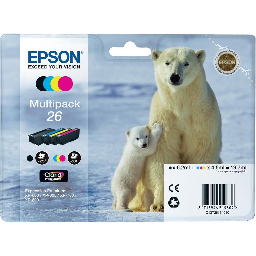Tusz EPSON T2616, czarny, błękitny, żółty, purpurowy, 19.7 ml