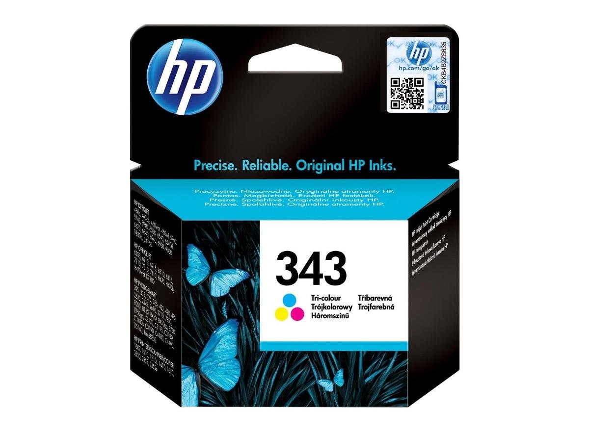 Tusz HP 343 C8766EE, błękitny, purpurowy, żółty, 7 ml