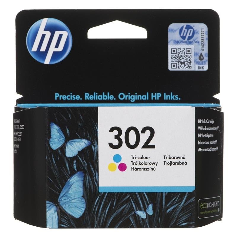 Tusz HP nr.302 F6U65AE, błękitny, purpurowy, żółty