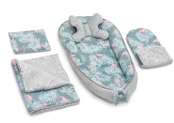 Tutumi, Kokon do wózka, Materac, Poduszki, Kocyk, Flaming, Light Blue, 5w1, zestaw - Tutumi