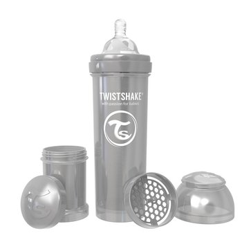 Twistshake, Butelka antykolkowa, 330 ml, Perłowa/Szara - Twistshake