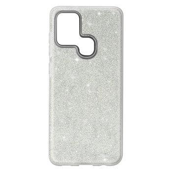 Tylna obudowa do Samsunga Galaxy A21s brokatowa zdejmowana sztywna silikonowa srebrna - Avizar